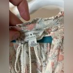 Lucky Brand Vintage Romantic Floral Beige Boho Print Tassel Tie VCut Blouse Sz L Photo 15