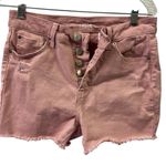 Cotton Button Fly High Waist Pink 5 Pocket Stretch Denim Jean Shorts Womens 10 Photo 3
