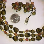 Trifari Jewels by Green & Rainbow Beaded AB Multi Strand Necklace Earrings Set Photo 1