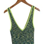 Bebe  Space Dye Fit Flare Dress Sleeveless Bold Stretch VNeck S Green Neon Yellow Photo 2