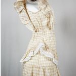MABLE Gingham Plaid Checkered PeasantRuffle Sleeve Dress Womans Medium White Photo 3