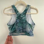 Athleta  Conscious Crop Tank M Blue Green Tie Dye Racerback Built-In Bra Yoga Top Photo 3
