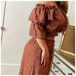 H&M Rust Cheetah Wide Leg Pants & Off Shoulder Bardot Crop Top Set Sz 12 Photo 2