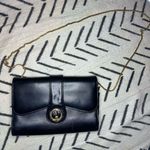 Gucci Vintage GG  Vintage Black Leather Clutch Purse Convertible Gold Strap Chain Photo 7