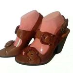 Frye  Amy Women’s  Brown Leather Heeled Buckled Slingback Shoes 9 M / 39-40 Photo 1