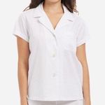 The Sleep Code Pajama Top Women’s Size XL White Cotton Seersucker Button Shirt Photo 0