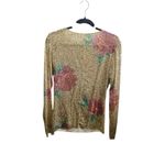 Free People  XL Floral Gold Sequin Long  Sleeved Top NWOT Photo 3