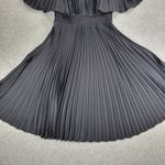 EXPRESS  Pleated‎ Dress Womens S Black Silky Satin Puffy Sleeve Smock Waist Flowy Photo 4