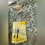 Free People NWT  Boho Top Deadstock Pleated‎ Floral Trim Flutter Sleeve Med VTG Photo 4