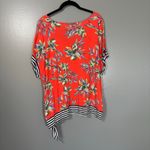Venus Lascana for Red Tropical Print Casual Vacation Top - 1X - Womens Plus Size Photo 6