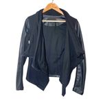 BLANK NYC Private Practice Faux Leather Front Draped Moto Jacket Black Small Photo 3