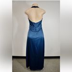 BCBG Max Azria Navy Satin Halter Evening Gown Size 6 Maxi Dress BodiceFormal Photo 10