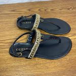 Guess ‎ Sandals Thong Rhinestone Chain Embellished Black Flats Size 6M Photo 1