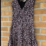 Rebecca Taylor  Lynx-Print Flared V-Neck Dress 12 Photo 2