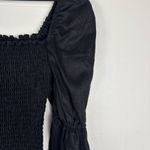 Reformation Hilary Smocked Black Linen Puff Sleeves Mini Dress Women’s Sz S Photo 7