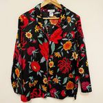Natori  Floral Button Front Top Size Small Long sleeve red black PJs Sleep Shirt Photo 5