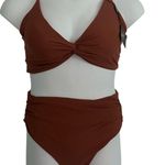 Zaful Twisted Lace Up Back High Waisted Two-Piece Padded Bikini L Large New Photo 0