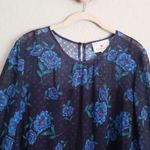 Draper James  X Eloquii Blue Floral Ruffle Tiered Long Sleeve Dress Photo 4