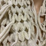 Steve Madden  Cream Metallic Gold Open Knit Fringed Infinity Scarf Photo 2