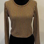 Striped Long Sleeve Top fitted cropped look Black Photo 0