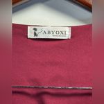 ABYOXI Burgundy Pom‎ Pom Swiss Dot Babydoll Mini Dress Long Sleeve Medium Red Photo 5
