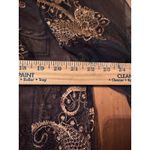 Black Sheer Lace Trimmed Peplum Top Gold Floral Embroidery Long Sleeve Size XL Photo 6