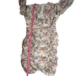 Hello Molly XS Floral Mini Deep V Dress Long Sleeve Ruched Bodycon Party Photo 3