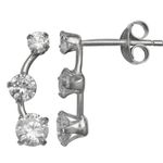 Primrose  Sterling Silver Round Cubic Zirconia Curved Wire Earrings NWT Photo 0