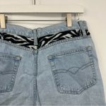 Xhilaration Vintage Y2K Denim Shorts Size 13 Zebra Print Raw Hem Photo 4