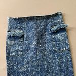 36.5 Acid Wash Denim Pencil Midi Skirt Photo 2