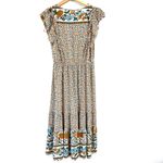 In Loom Prairie Dress Medium Ditsy Floral Elastic Waist‎ Cap Sleeve Tiered Midi Photo 1