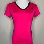 FILA Pink Black Trim Short Sleeve Workout Shirt Sz XS Photo 0