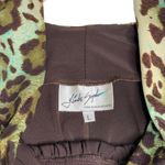 Linda Segal ⌘ Braided Belt Plunging Neckline Top ⌘ Chocolate Mint Leopard ⌘ L Size L Photo 9