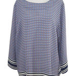 Violet+Claire Red and Blue Geometric Print with 3/4 Sleeves Size XL Photo 0