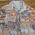 70's Barry Ashley Ladies' Disco patchwork style shirt 38 Orange Size M Photo 1