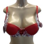 Massam Size Small Red & White Floral Lace Padded Underwire Bra. New with Tags. Photo 0