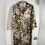 Teri Jon NWT Leopard, tiger print, long sleeve maxi shirt dress. 8 Brown Photo 2