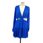ALC Frank ALC A.L.C. Izzy ll Mini Dress Long Sleeve‎ Cut-Out Silk Georgette Blue Size 12 Photo 2