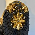 Vintage Jennifer Black & Gold Beaded Cocktail Dress, size small Photo 2