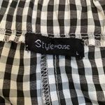 Style House  Black & White Gingham Off-the-Shoulder Bell Sleeve Dress Photo 5