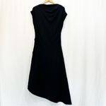 NWT YEON Hoshi Asymmetrical Hem Short Sleeve Boatneck Midi Dress in Black Size 10 Photo 3