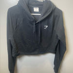 Gymshark ‎ Women's Black Cropped Athletic Hoodie Sweatshirt Size Medium Photo 0