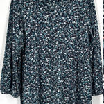 J.Jill  Floral Print Long Sleeve Tunic Top Dress Womens XL Blue Green‎ Casual Photo 0