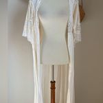 Lace & Silk Cream Mid Sleeve Robe White Size undefined Photo 1