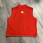 Vintage Christmas Embroidered Skiing Sweater Vest Size XL Red Photo 4