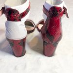 Nine West  Red & Black Snakeskin Chunky Block Heel Sandals Size 8 Photo 5