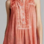 Free People  acid wash lace collared blouse xs Photo 0