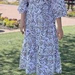 ZARA  V-neck Long Voluminous Abstract Printed Tiered Dress in White/Black Photo 0