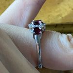 Natural Rhodolite Garnet Sterling Silver Ring Size 6.75 Photo 2