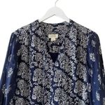 Maeve  Anthropologie Carlita Tiered Tunic Lined  Dress Blue White SZ XS #1802 Photo 3